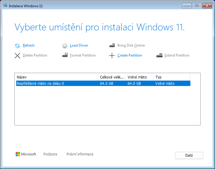 Vyberte umístění pro instalaci Windows 11 (2)