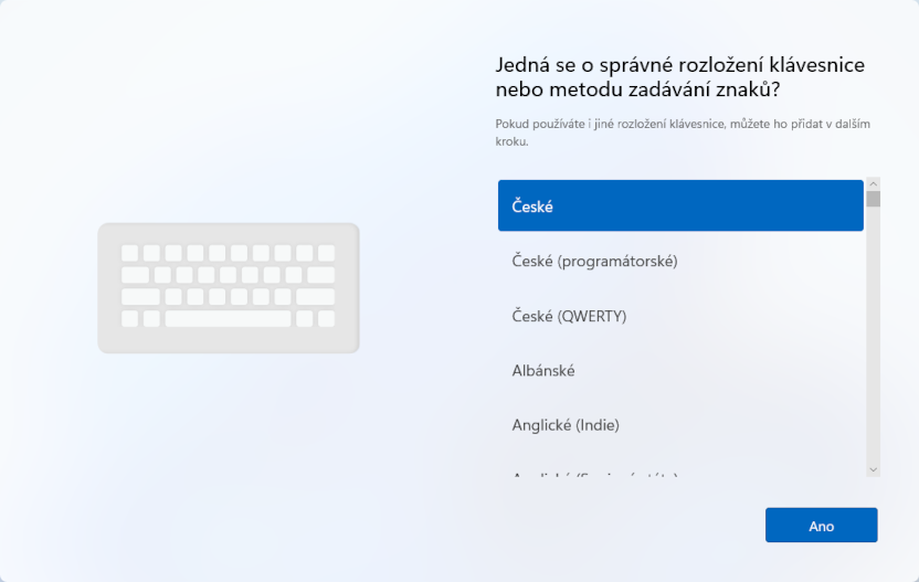 Jedná se o správné rozložení klávesnice nebo metodu zadávání znaků?