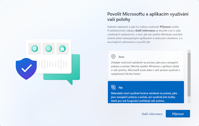 Povolit Microsoftu a aplikacím využívání vaší polohy