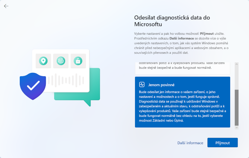 Odesílat diagnostická data do Microsoftu